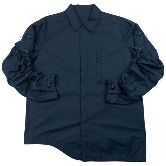Vintage 2000s Maharishi Asymmetric Elastic Sleeve Button Up Shirt Size M | Medium, Navy