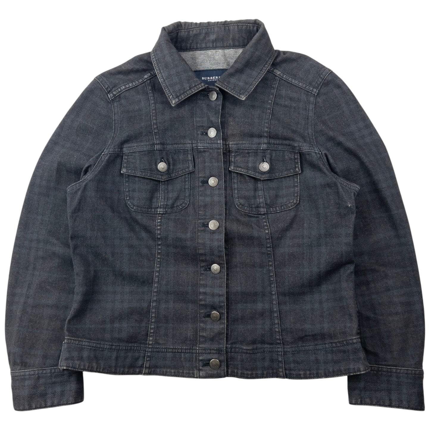 Vintage 2000s Burberry Nova Check Button Up Denim Jacket Womens Size S | Small, Black
