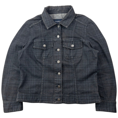 Vintage 2000s Burberry Nova Check Button Up Denim Jacket Womens Size S | Small, Black