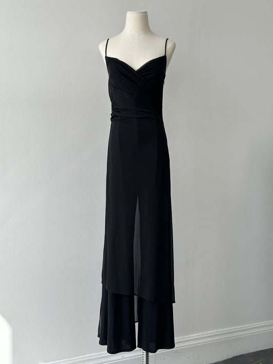 French Vintage 1990s Sheer Overlay Jumpsuit - S