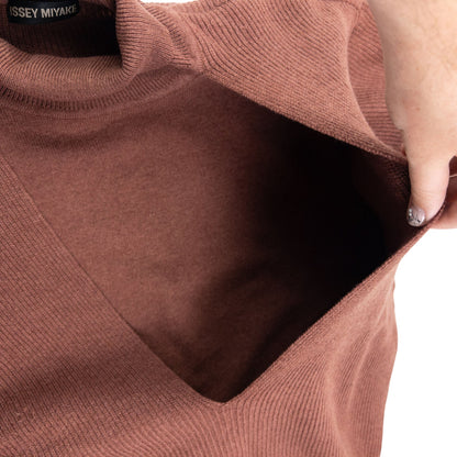 Vintage 2000s Issey Miyake Layered Turtleneck Wool Jumper Size M | Medium, Brown