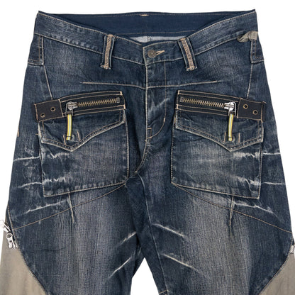 Vintage PPFM Multi Zip Denim Jeans Size W33