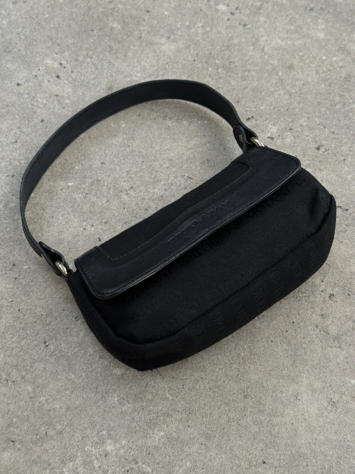 Emporio Armani 1990s Leather Monogram Mini Shoulder Bag