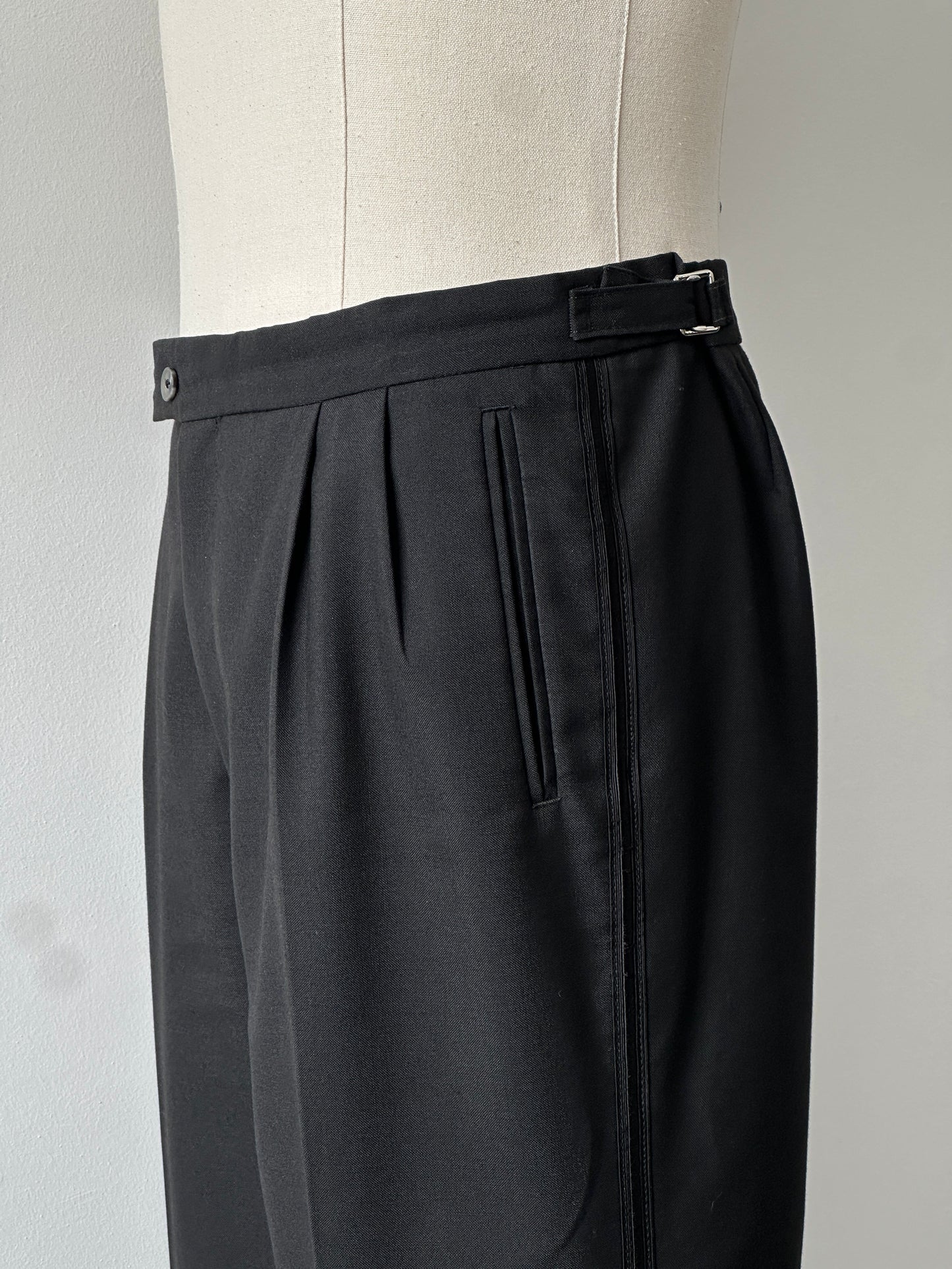 Vintage 1990s Wool Pleated Tuxedo Trousers - W34-38
