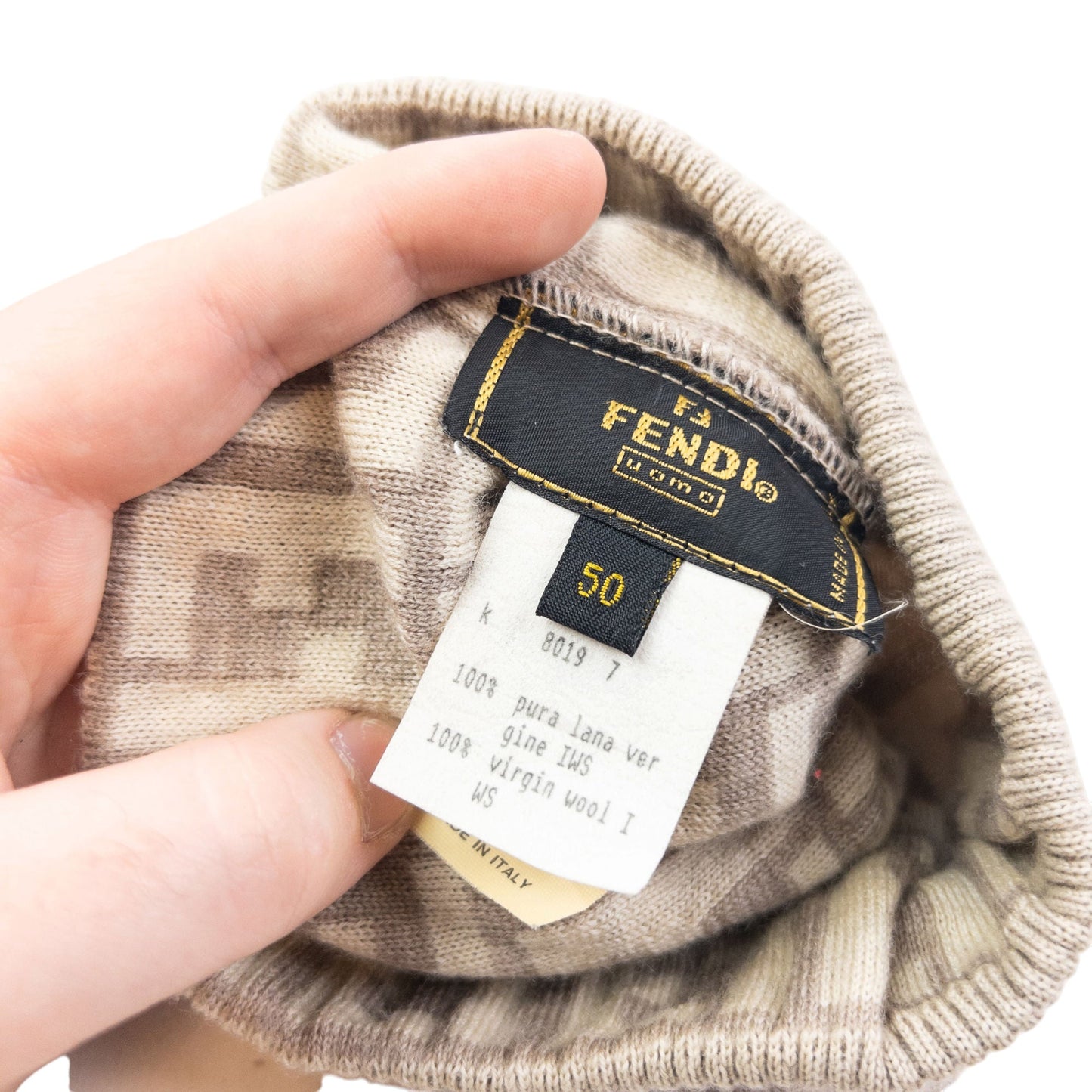 Vintage 2000s Fendi Monogram Beanie Hat | O/S, Beige