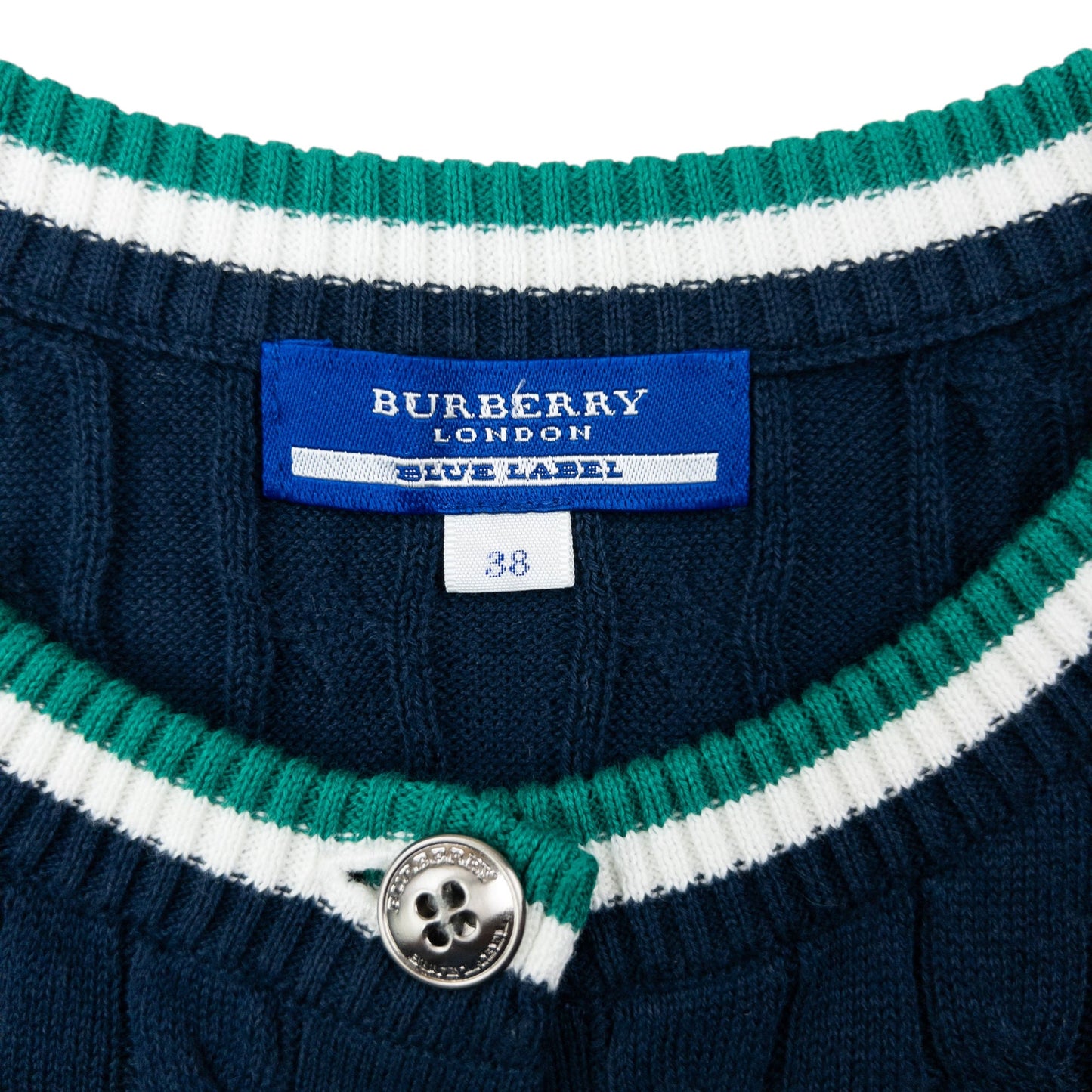 Vintage 2000s Burberry Blue Label Cable Knit Cardigan Womens Size S | Small, Multicoloured
