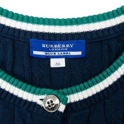 Vintage 2000s Burberry Blue Label Cable Knit Cardigan Womens Size S | Small, Multicoloured