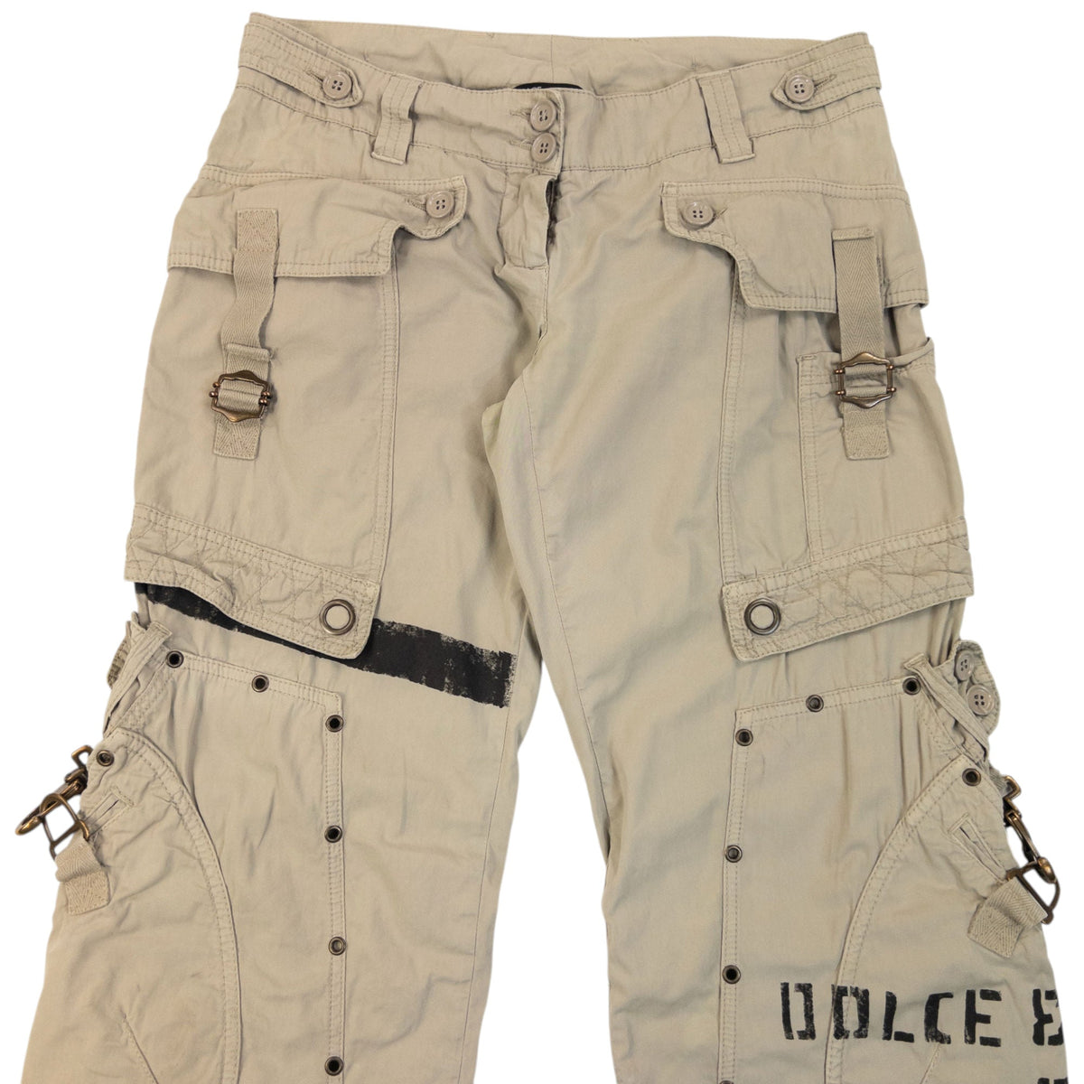 Vintage 2004 Dolce & Gabbana Bondage Flight Cargo Trousers Womens Size W30 | W30, Grey