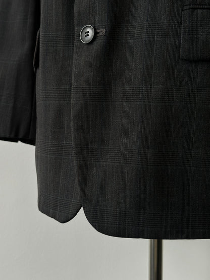 Yves Saint Laurent 1990s Pure Wool Check Single Breasted Blazer - 44R