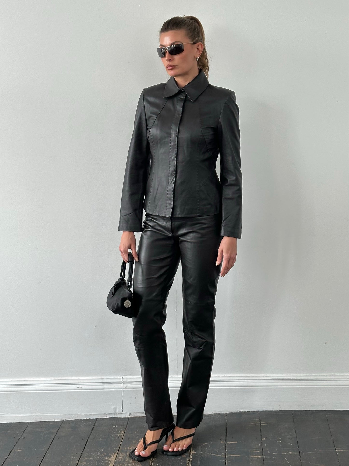 Vintage 1990s Leather Two Piece Set - S/W28