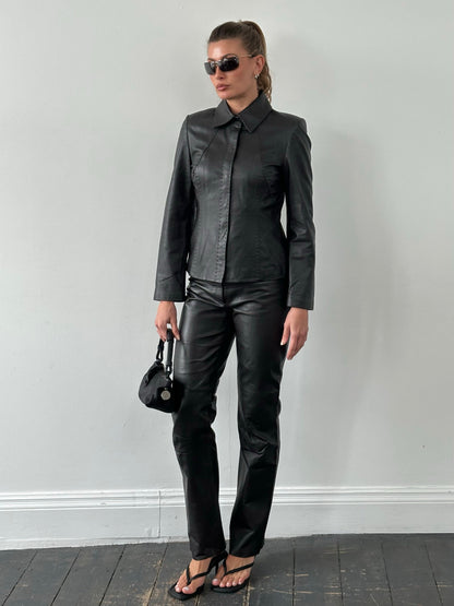 Vintage 1990s Leather Two Piece Set - S/W28
