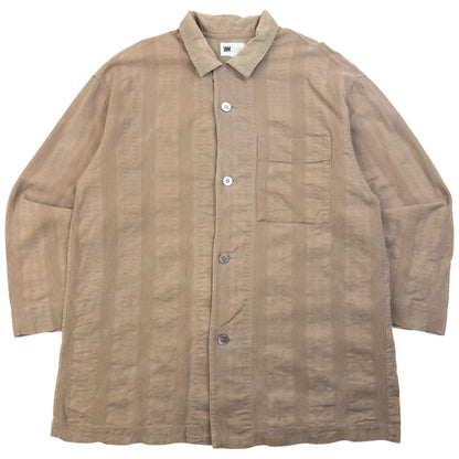 Vintage 90s Issey Miyake Striped Long Sleeve Button Up Shirt Size M | Medium, Beige