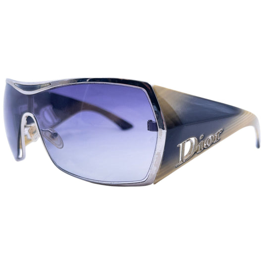 Vintage 2000s Dior Gaucho 1 Shield Sunglasses | O/S, Blue and Brown