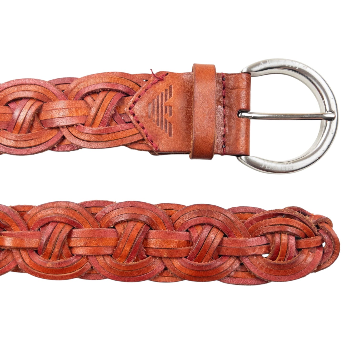 Vintage 2000s Armani Jeans Braided Leather Belt Size XL | XL, Red