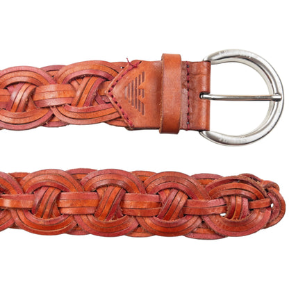 Vintage 2000s Armani Jeans Braided Leather Belt Size XL | XL, Red
