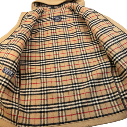 Vintage 90s Burberry Nova Check Lined Wool Duffle Jacket Size XL | O/S, Beige