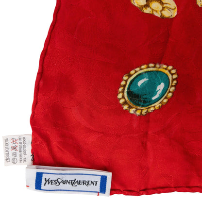 Vintage 80s YSL Yves Saint Jewellery Print Silk Scarf