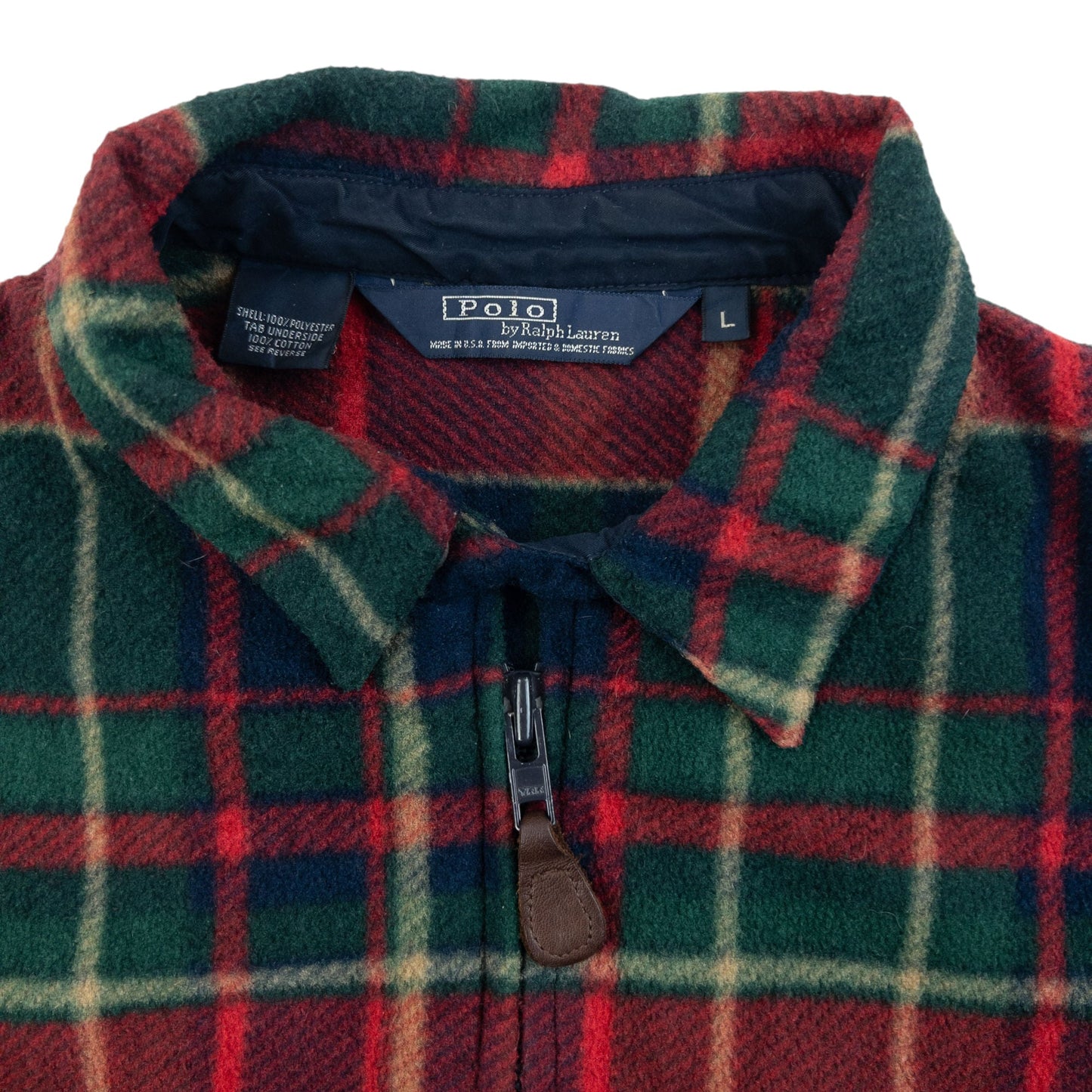 Vintage 90s Polo Ralph Lauren Checkered Fleece Jacket Size L | Large, Red