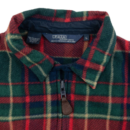 Vintage 90s Polo Ralph Lauren Checkered Fleece Jacket Size L | Large, Red