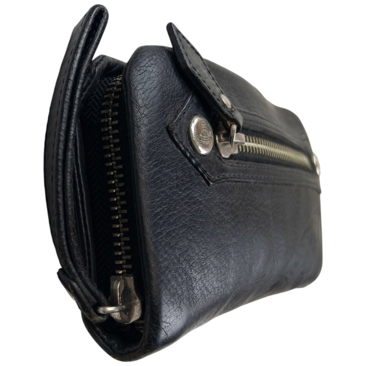 Vintage 2000s Vivienne Westwood Embossed Orb Leather Purse | O/S, Black