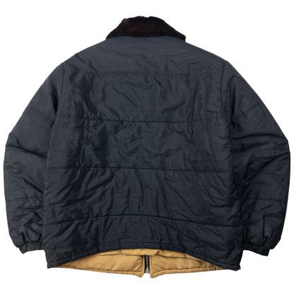 Vintage 90s Dolce & Gabbana Padded Fur Collar Jacket Size M | Medium, Black