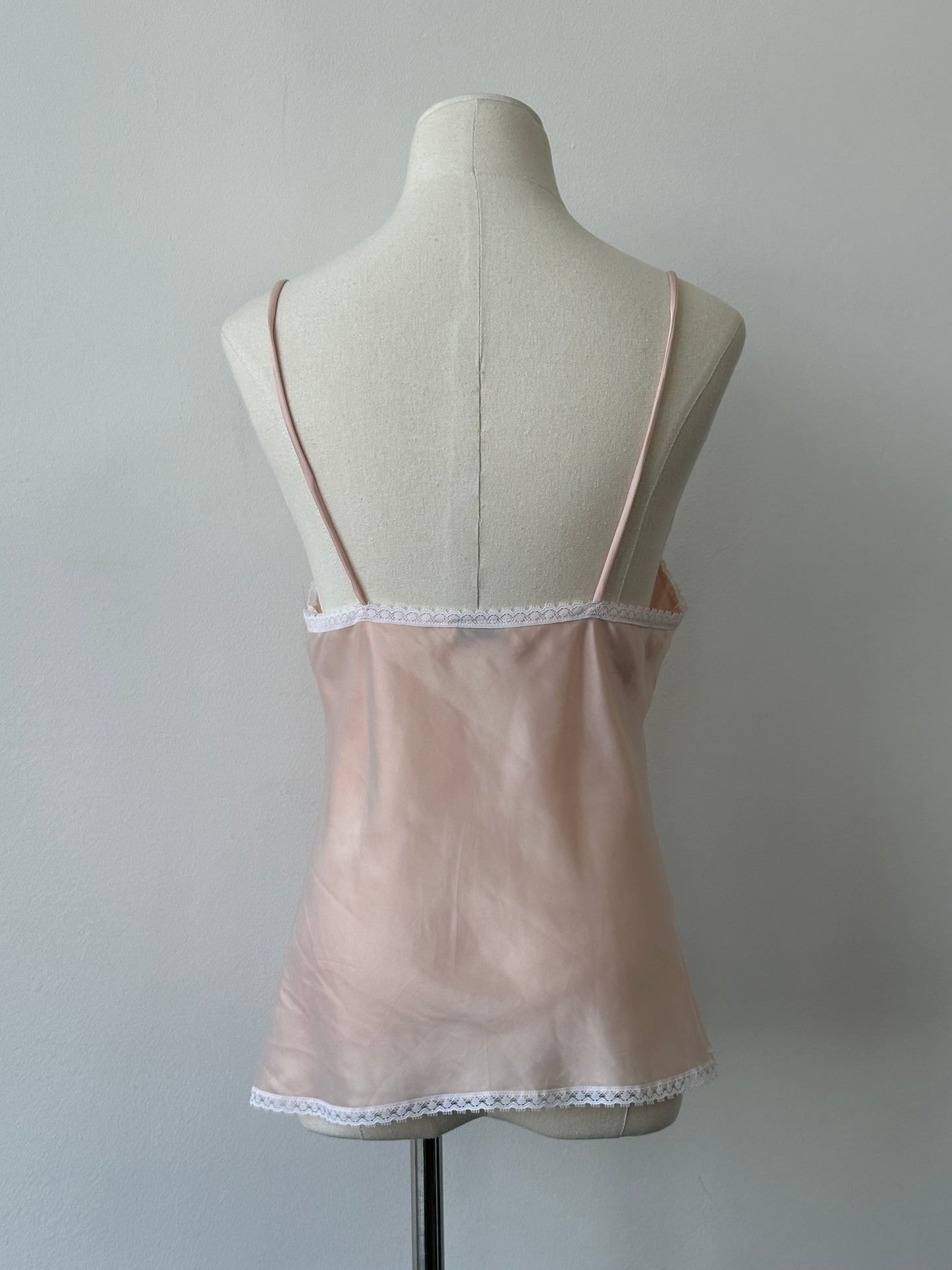 Christian Dior 1990s Satin Lace Logo Cami Top - S