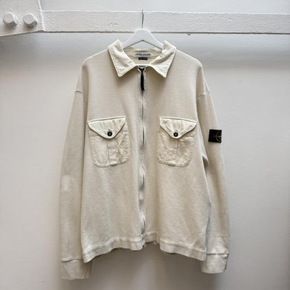 Early 00’s Stone Island Ribbed Zip Jumper (XL) | Extra Large, Cream