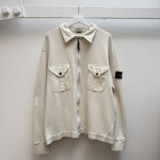 Early 00’s Stone Island Ribbed Zip Jumper (XL) | Extra Large, Cream