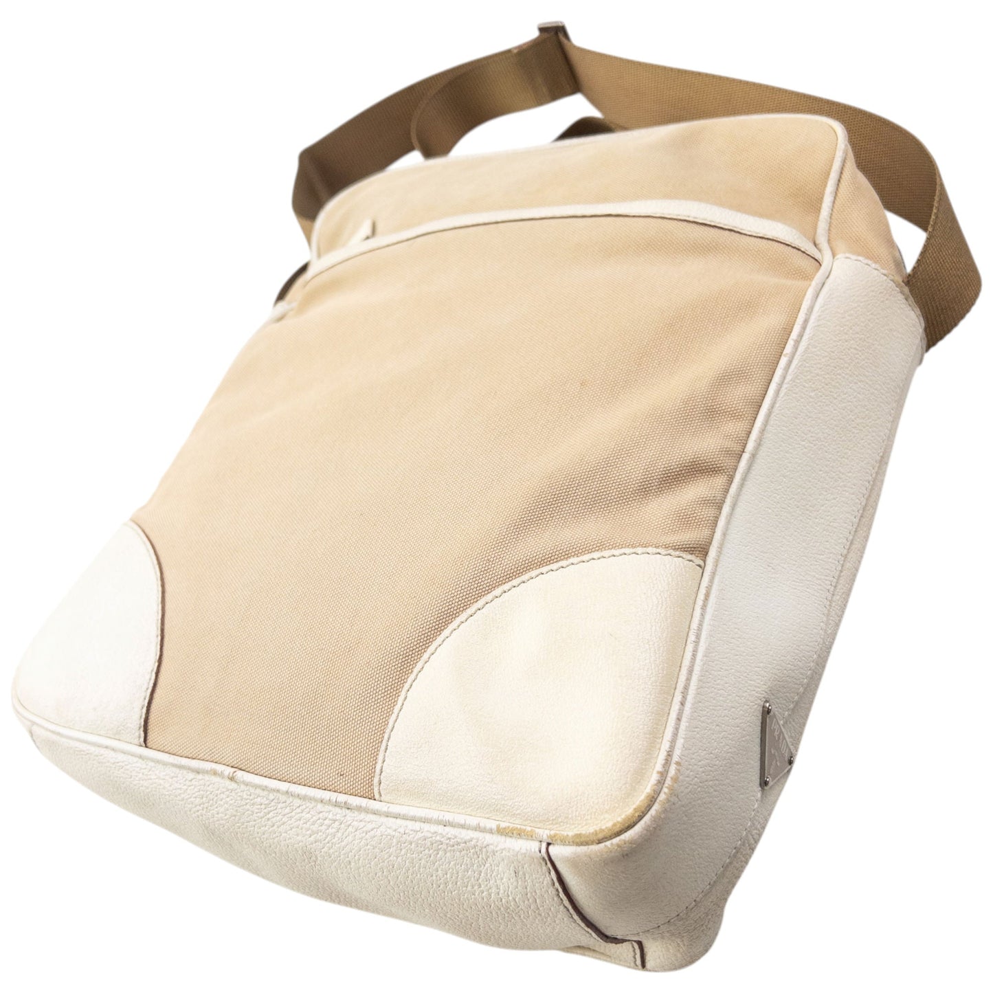Vintage 2000s Prada Crossbody Bag | O/S, Beige