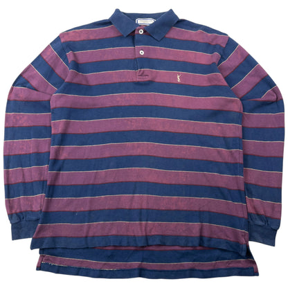 Vintage 80s YSL Yves Saint Laurent Striped Long Sleeve Polo Shirt Size XS | XS, Multicoloured
