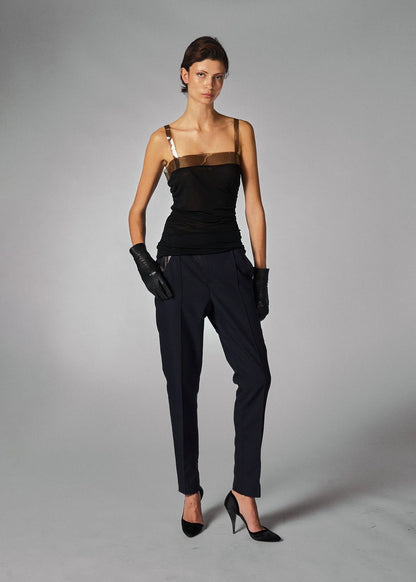 Dolce and Gabbana Black Sheer Organza Strap Top (rental only)