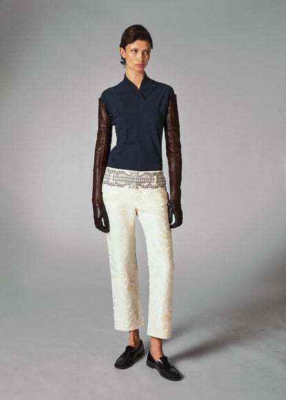 Balenciaga 2006 Ivory jacquard slim trousers