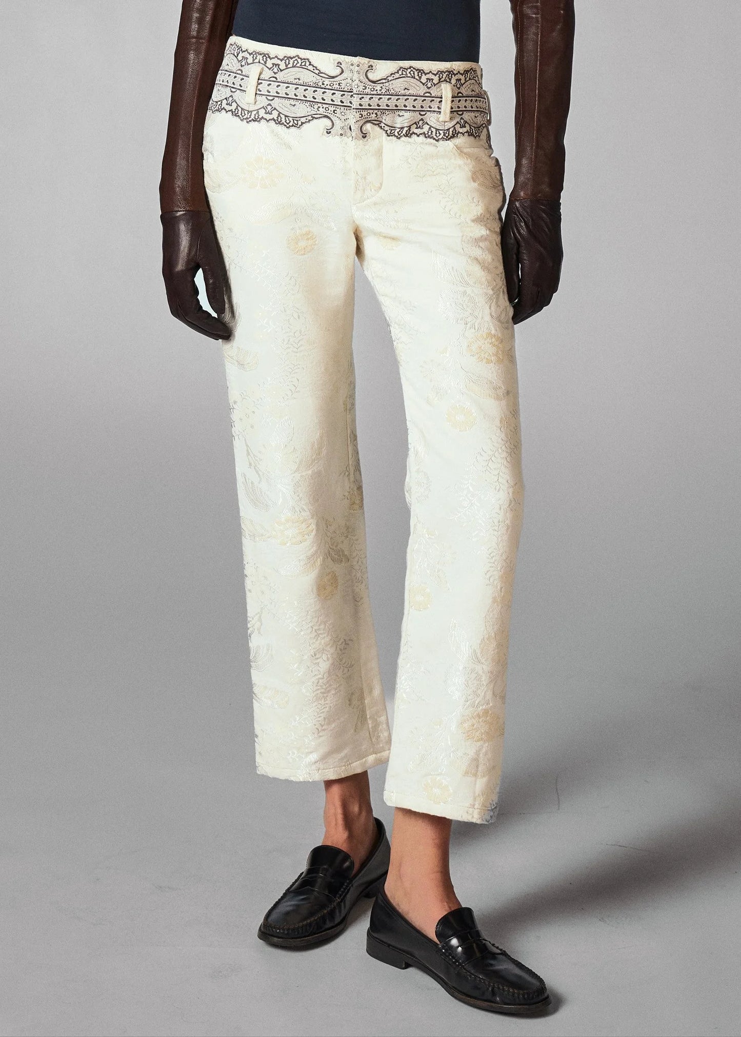 Balenciaga 2006 Ivory jacquard slim trousers