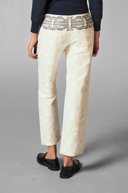Balenciaga 2006 Ivory jacquard slim trousers