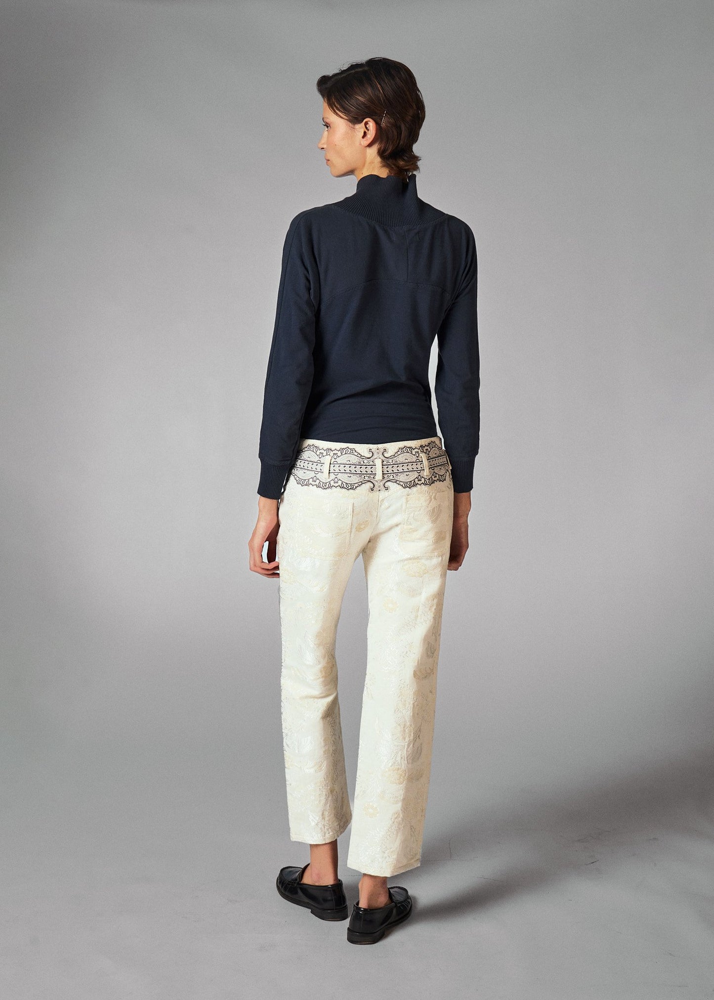 Balenciaga 2006 Ivory jacquard slim trousers