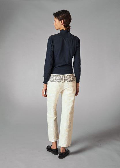 Balenciaga 2006 Ivory jacquard slim trousers