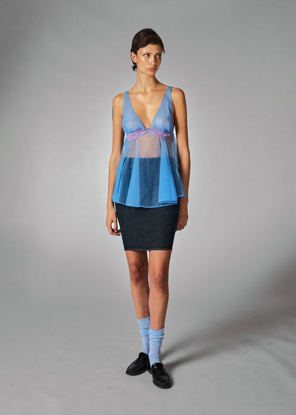 Blue Sheer Babydoll Lingerie Set