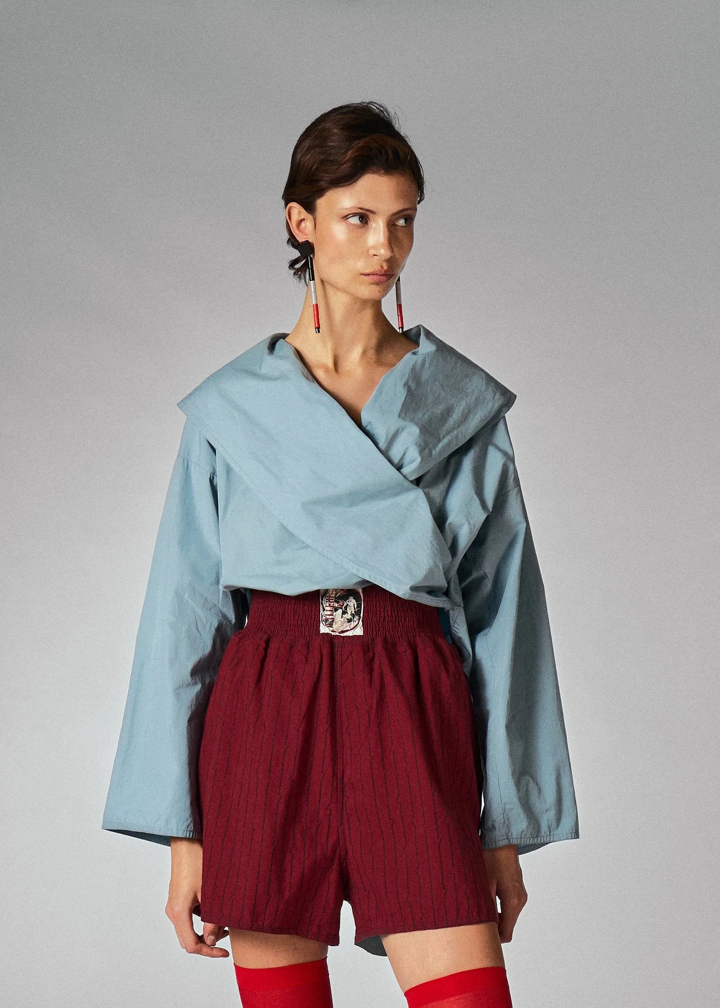 Issey Miyake 80’s Pale Blue Asymmetric Collar Brouse