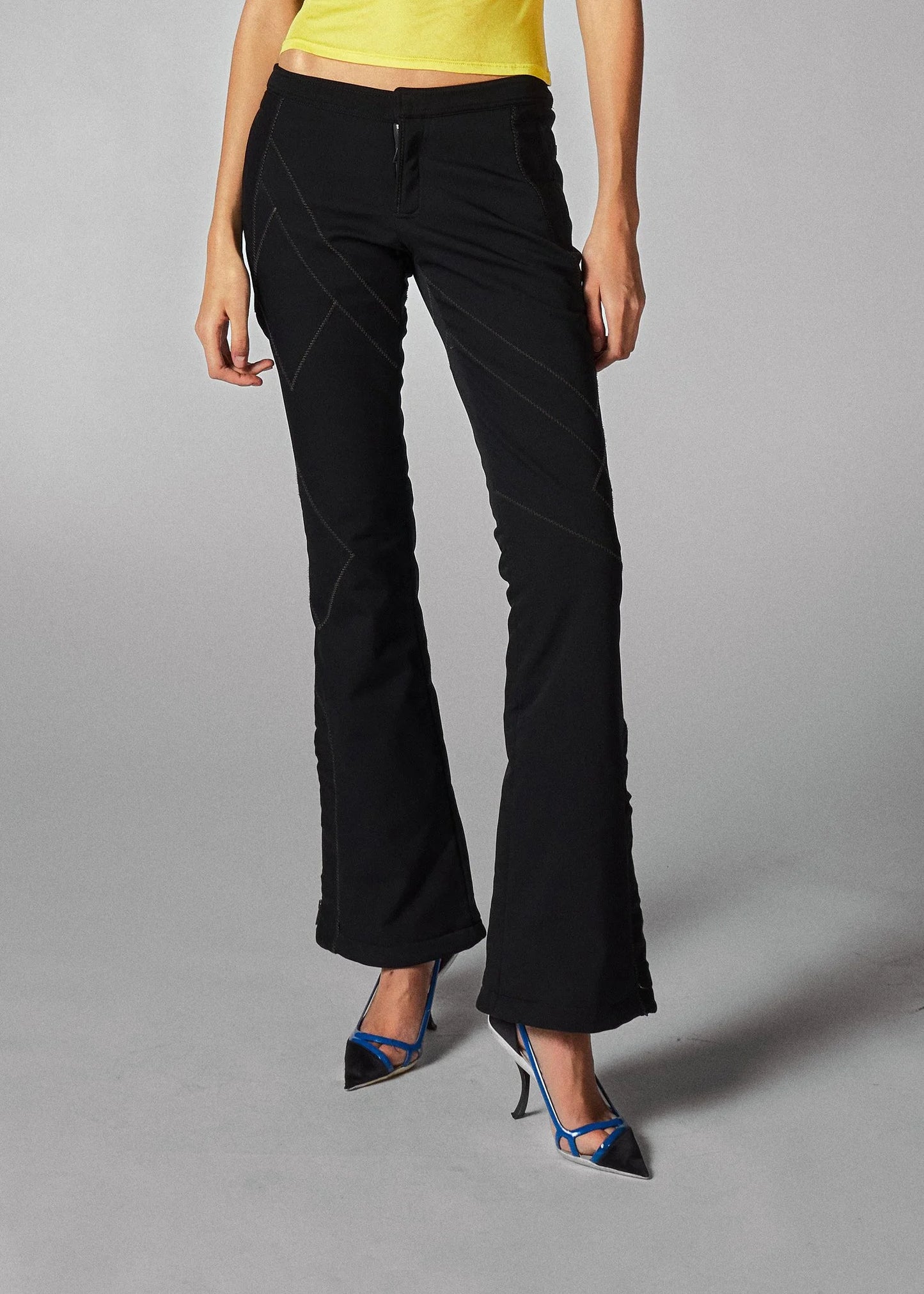 Dior Black Cropped Flared neoprene Trousers with Tonal Stitch Detail