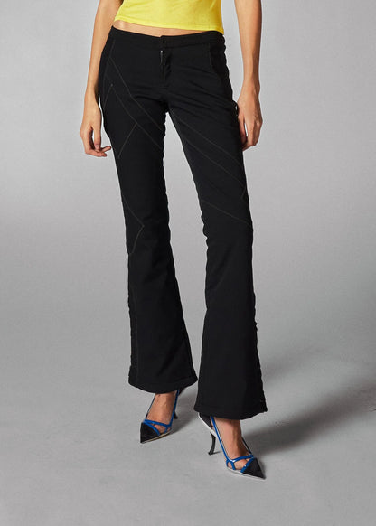 Dior Black Cropped Flared neoprene Trousers with Tonal Stitch Detail