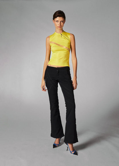 Dior Black Cropped Flared neoprene Trousers with Tonal Stitch Detail