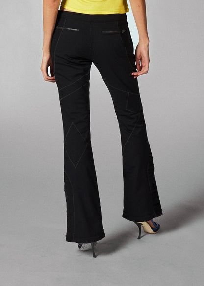 Dior Black Cropped Flared neoprene Trousers with Tonal Stitch Detail
