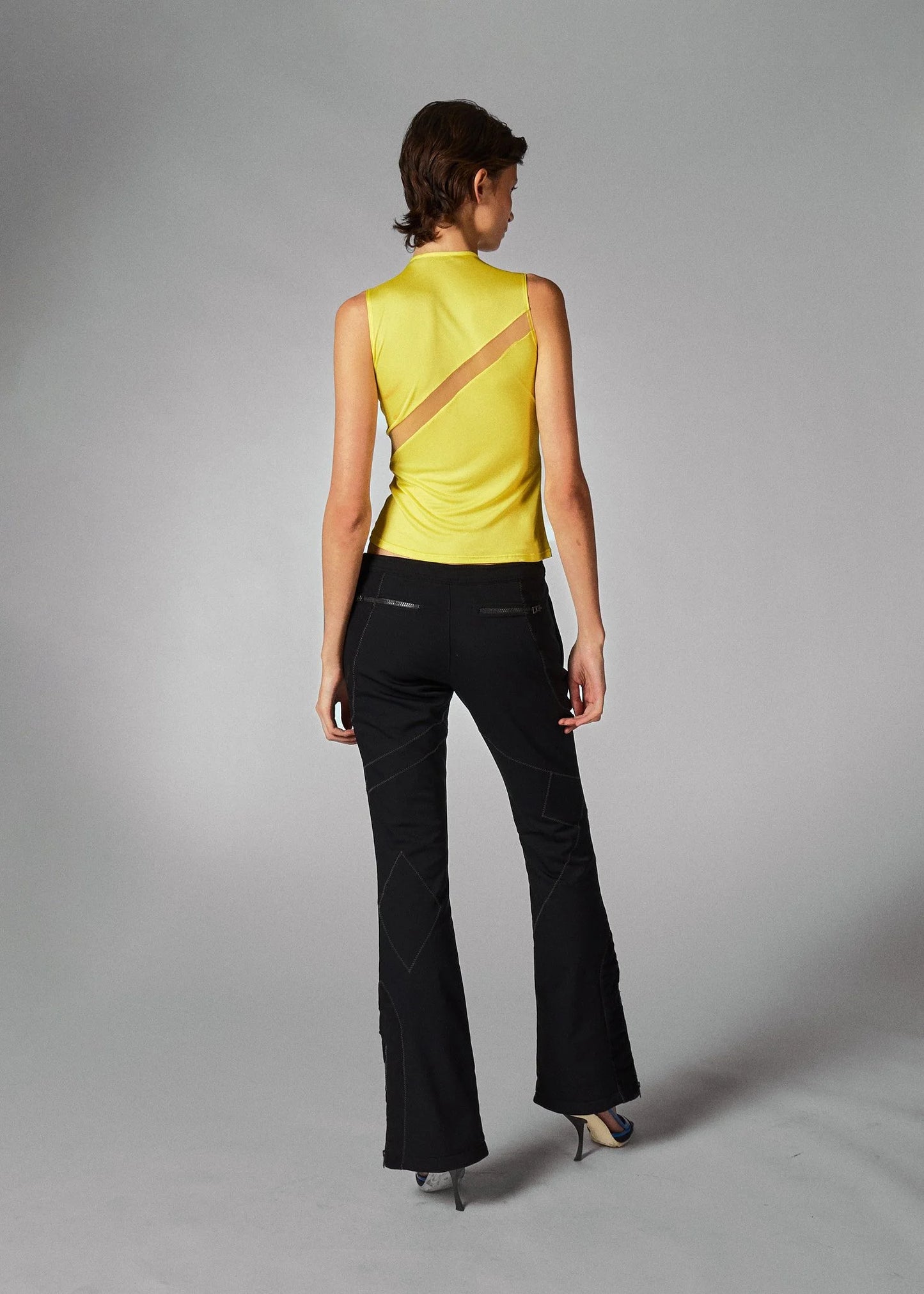 Dior Black Cropped Flared neoprene Trousers with Tonal Stitch Detail