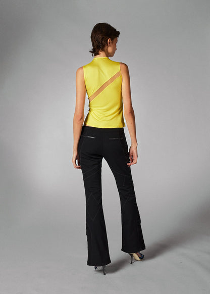 Dior Black Cropped Flared neoprene Trousers with Tonal Stitch Detail