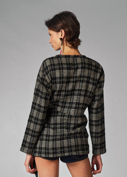 COMME des GARÇONS 80's Checked Tweed Jacket with asymmetric draped hem