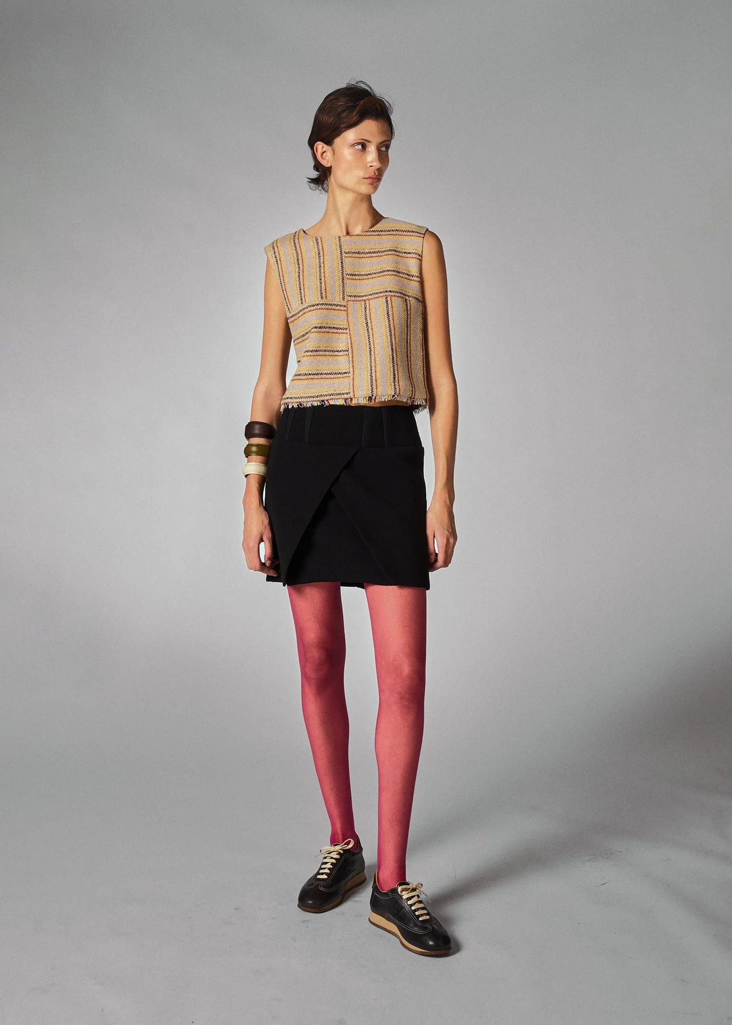 Chanel 2000 Woven Patchwork Stripe Sleeveless Top
