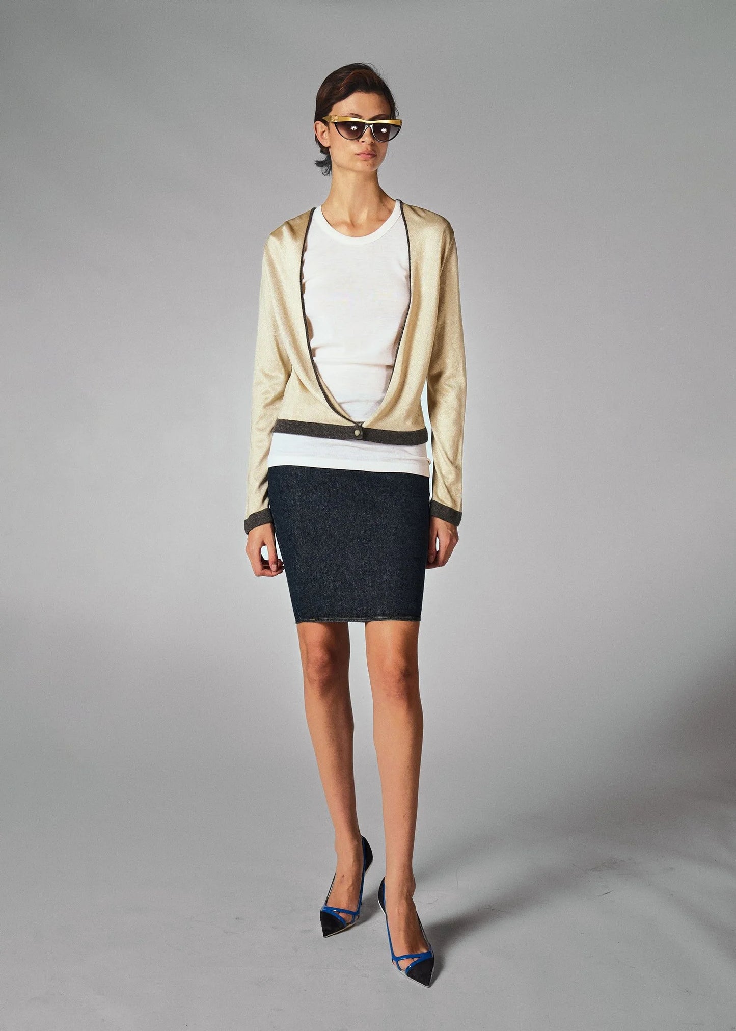 Chanel Acetate 2000 Subtle Sparkling Gold Cardigan