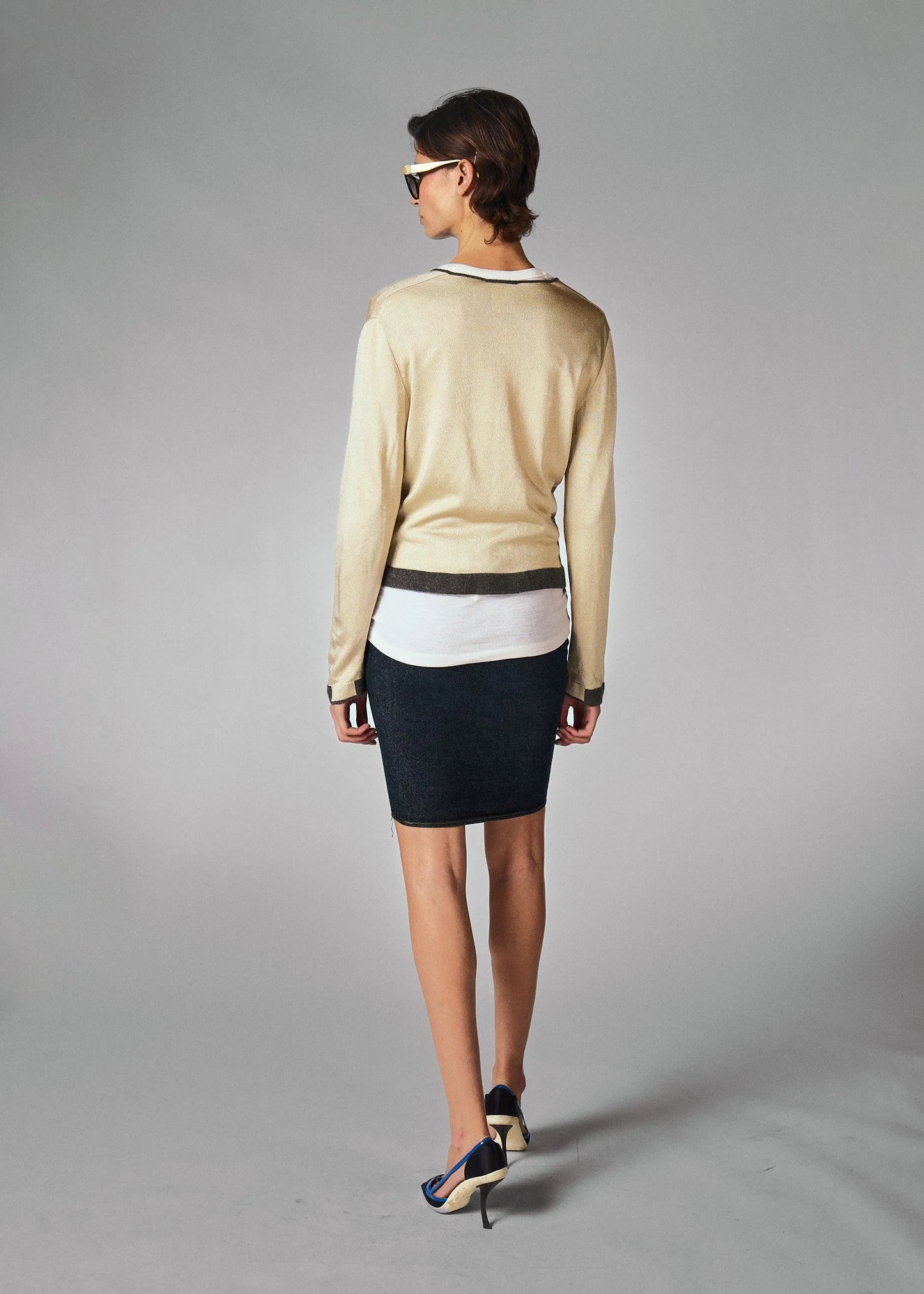 Chanel Acetate 2000 Subtle Sparkling Gold Cardigan