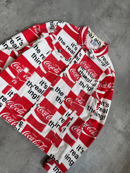 Vintage Coca Cola Allover Print Denim Jacket