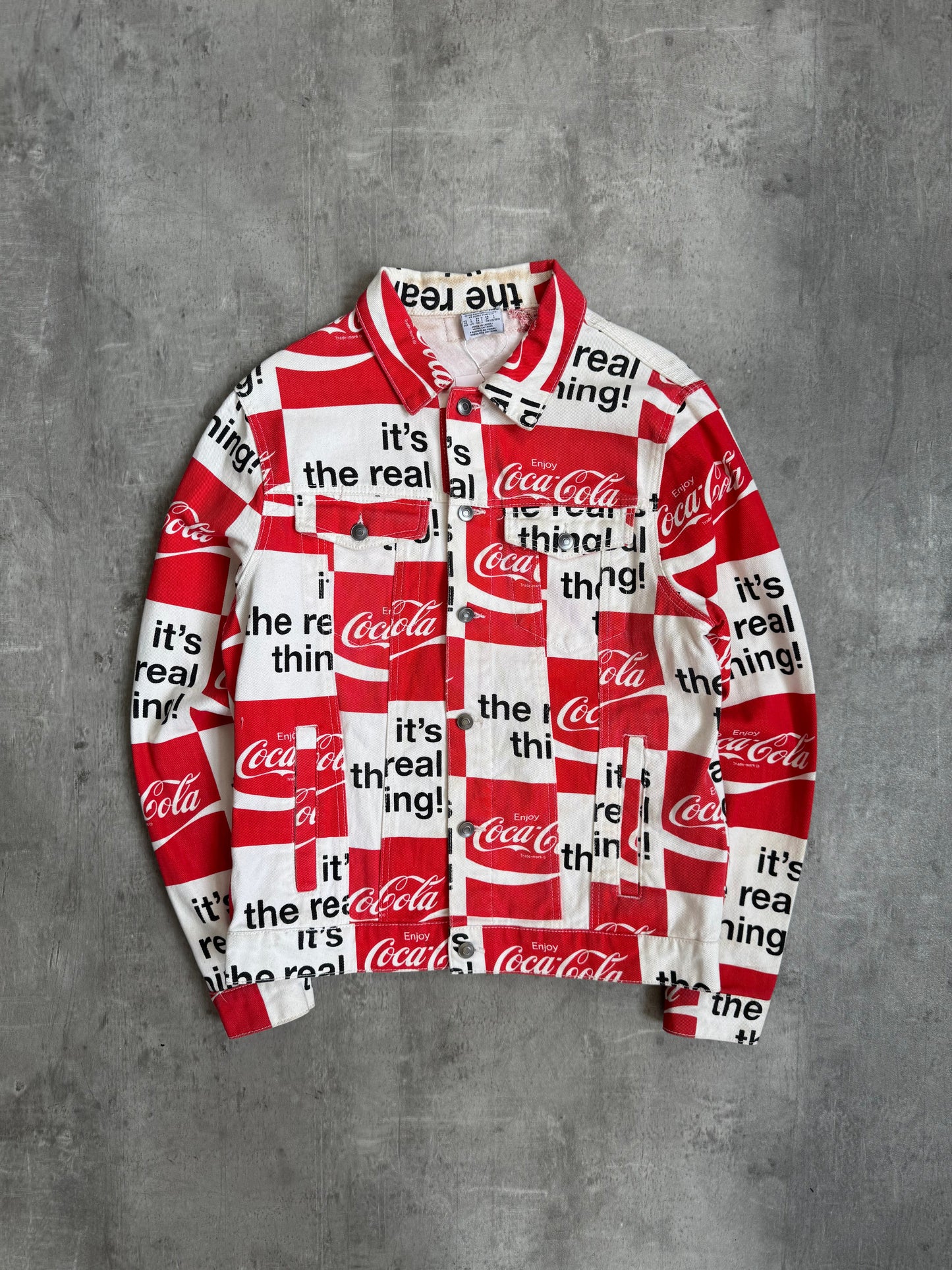 Vintage Coca Cola Allover Print Denim Jacket